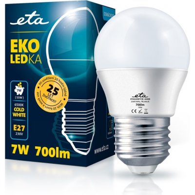 Eta žárovka LED EKO LEDka mini globe 7W, E27, studená bílá – Zboží Mobilmania