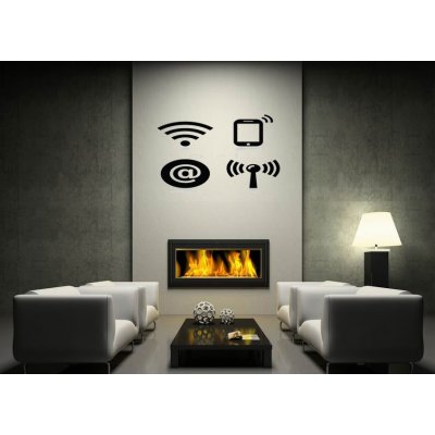 Weblux vzor s50160583 Šablona na zeď - Wifi network, internet zone icons set wi-fi cyberspace oblast, rozměry 170 x 100 cm – Hledejceny.cz