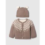 GAP Baby set kardiganu a čepice Fair Isle Hnědá Hnědá – Zboží Dáma