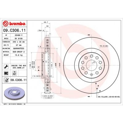 Brzdový kotouč BREMBO 09.C306.11 | Zboží Auto