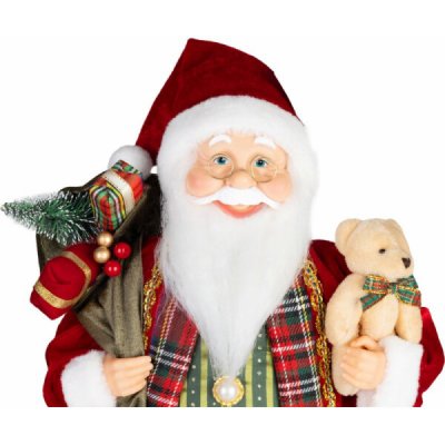 Dekorace MagicHome, Santa, s darkem a medvedem, cerveny, 46 cm – Hledejceny.cz