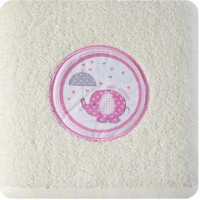 Mybesthome bavlněný froté ručník s dětským motivem Slůně II. krémová / růžová 500 g 50 x 90 cm