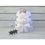 dortNEdort Dvoupatrový vánoční plenkový dort se sloníkem Miminku už je víc než půl roku, Barva dortuNEdortu nebo vzor deky: Bílá stuhpro holčičku – Zboží Dáma