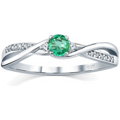 SILVEGO Stříbrný prsten s pravým Smaragdem a Brilliance Zirconia JJJR1100ER – Zboží Mobilmania