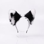 B-TOP Černo-bílá plyšová čelenka do vlasů – kočičí uši – Zboží Dáma