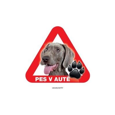 Grel nálepka na sklo pozor pes v autě výmarský ohař – Sleviste.cz