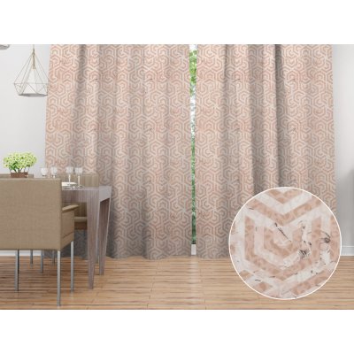 Biante Sametový závěs Tamara TMR-029 Růžovobéžové hexagony s černým žíháním 135x190 cm – Hledejceny.cz
