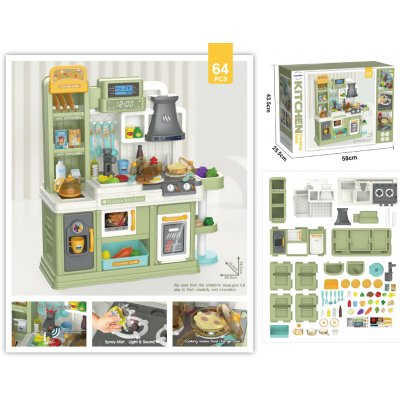 Mamido Dětská kuchyňka se světlem zvukem a tekoucí vodou 64 dílů zelená – Hledejceny.cz