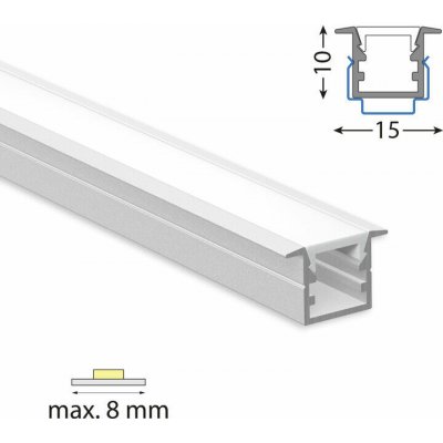 ML-761.343.74.2 Vestavný hliníkový profil VG, 15x10mm, vč. mléčného difuzoru, 2m – Zboží Mobilmania