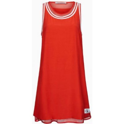 Calvin Klein lehké šaty Tank dress with mesh lining červená – Zboží Mobilmania