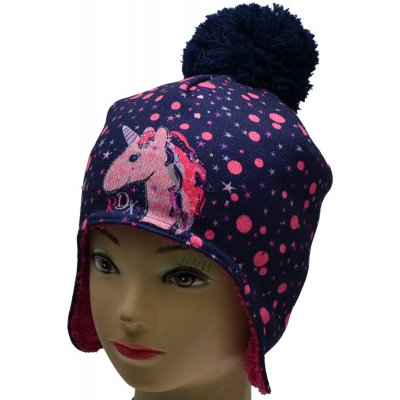 RDX zimní čepice na uši s bambulí Jednorožec modrá – Zboží Dáma