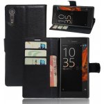 Litchi PU peněženkové na mobil Sony Xperia XZ - černé – Zboží Mobilmania
