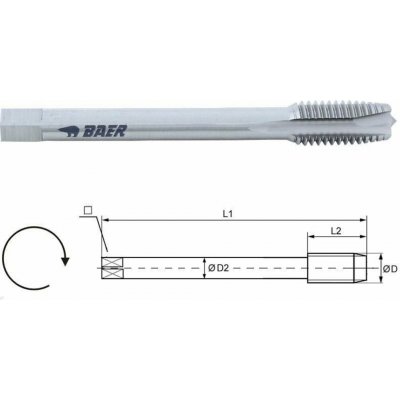 BAER HSSE strojní závitník 35° RSP – DIN 376 +0,1 mm M 12 x 1,75 – Hledejceny.cz