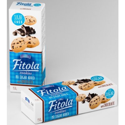Fitola Chocolate Křehké sušenky bez přidaného cukru s čokoládou bez cukru 150 g – Zboží Dáma