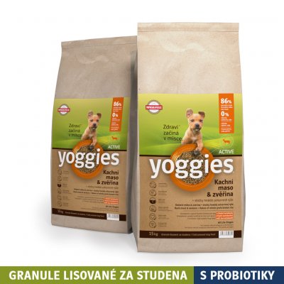 Yoggies MINI granule pro psy lisované za studena s probiotiky Active Kachní maso a zvěřina 30 kg