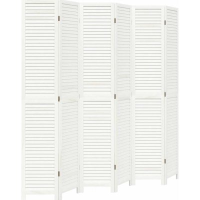 vidaXL Paraván masivní dřevo pavlovnie bílý 6 dílný 358844 – Sleviste.cz
