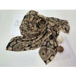 hedvábný šátek černý se zlatými ornamenty v dárkovém balení – Sleviste.cz