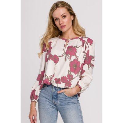 Makover dámská halenka Utheselus K099 bílo-růžová – Zboží Dáma