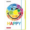 Obálka Herlitz papírové desky s gumou 3 klopy Smiley Rainbow