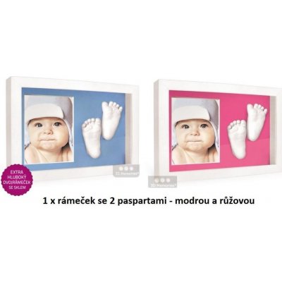 3D Memories odlévací sada baby pro 3D odlitek otisk ručiček a nožiček s hlubokým bílým dvojrámečkem růžová modrá pasparta – Hledejceny.cz