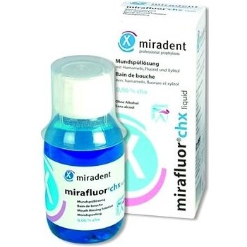 Miradent Antibakteriální ústní roztok s 0,06% chlorhexidinu Mirafluor chx 100 ml