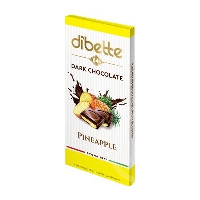Diabette Choco Hořká čokoláda s fruktózou plněná krémem s ananasovou příchutí 80 g