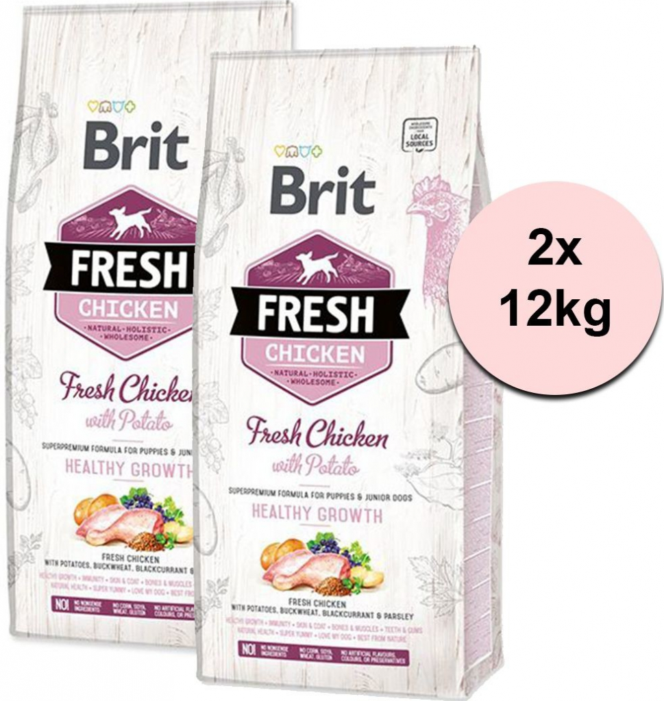 Brit Fresh Chicken with Potato Puppy Healthy Growth 2 x 12 kg