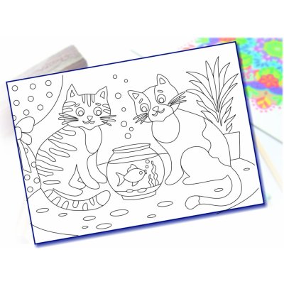 Radost v písku Šablona na pískování kočky s rybkou A5 148 x 210 mm – Zboží Mobilmania