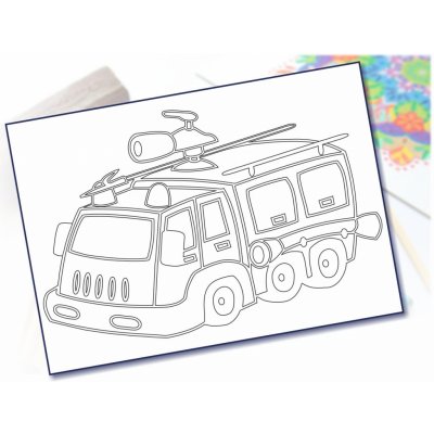 Radost v písku Šablona na pískování hasičské auto A3 297 x 420 mm – Zboží Mobilmania