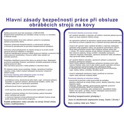 Hlavní zásady bezp. práce při obsluze obráběcích strojů na kovy plast 0,5mm A3 (420 x 297 mm) – HobbyKompas.cz
