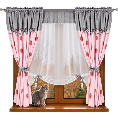 Fliying Hotová záclona s panelem Josefína růžová 320 x 160 cm – Hledejceny.cz