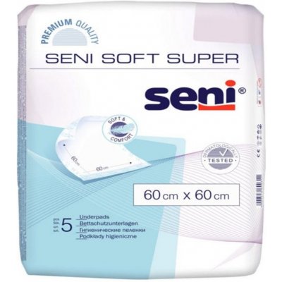 Seni Soft Super hygienické absorpční podložky 4 kapky 60x60 5 ks