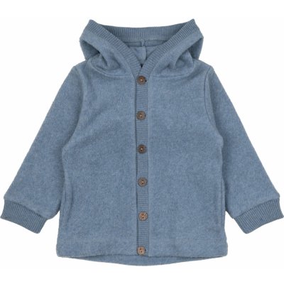 Mikk-Line Bavlněná fleecová dětská mikina na zip s kapucí Faded Denim Melange – Zboží Dáma