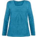 Jožánek Klaudie kojící tričko vsadka dlouhý rukáv petrolejová tmavě tyrkys – Zboží Dáma