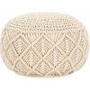 Taburet Nábytek XL Ručně vyrobený sedací puf macrame 45 x 30 cm bavlna 248089