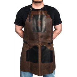 BeaverCraft kožená řezbářská zástěra Apron Leather Black & Brown