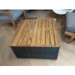 Persoon Konferenční stolek Rimini, Persoon, hliníková konstrukce, 82x82x45 cm teaková deska, umělý ratan tmavě šedý (dark grey) – Hledejceny.cz