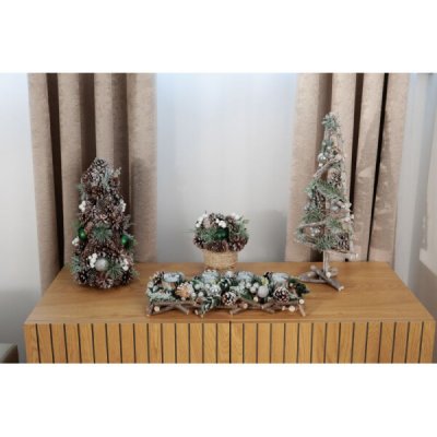 MagicHome Stromeček Vánoce dřevěný se stříbrnými koulemi 20x3x47 cm – Hledejceny.cz