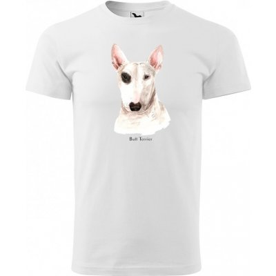 Stylové pánské tričko s potiskem psa bulteriéra Bílá