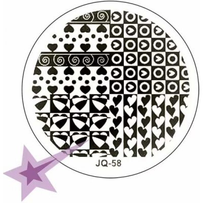 Starnails Razítkovací destička JQ58 Srdíčka – Zboží Dáma