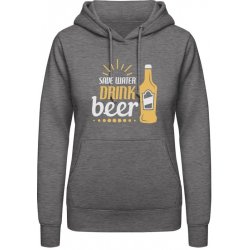 AWDis Hoodie mikina Zachraň vodu pij pivo Uhlíková