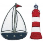 PRYM Nášivka loď a věž, samolepicí/nažehlovací, modrá/červená