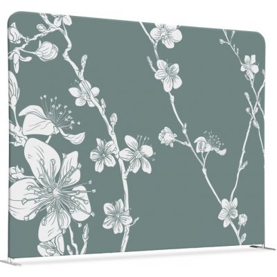Jansen Display Potištěná látková dělící stěna 150-150 Oboustranný Japonské třešňové květy zelené, 1500 x 1500 mm – Zboží Živě
