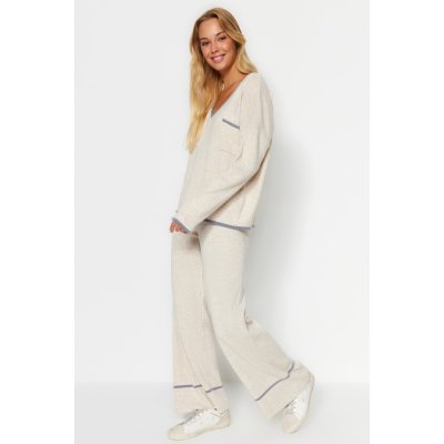 Trendyol béžová extra široká sada top-top s pleteným materiálem – Zboží Dáma