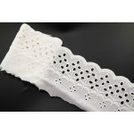 Bavlněná madeira - kytičky na stopce - lomená bílá - šířka 7,5 cm – Zboží Mobilmania