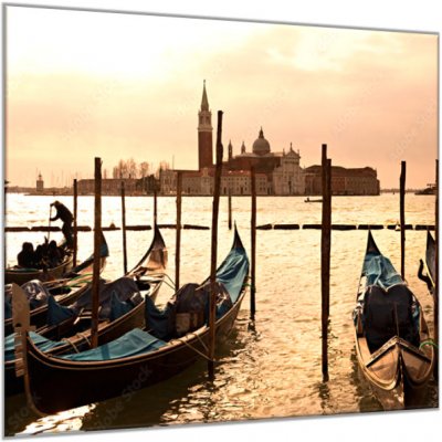 Obraz skleněný gondoly a Benátky - 40 x 40 cm – Zboží Mobilmania