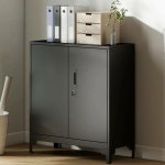 Homcom Kancelářská uzamykatelná víceúčelová skříň, 80 x 35 x 91 cm černá – Zboží Mobilmania