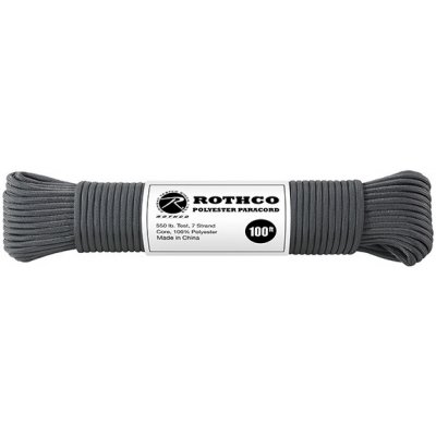 ROTHCO Šňůra PARACORD polyester 550LB 30m 4mm ŠEDÁ