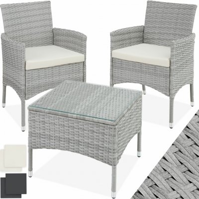 tectake 403702 zahradní ratanový nábytek lucern 2+1 světle šedá – Zboží Mobilmania