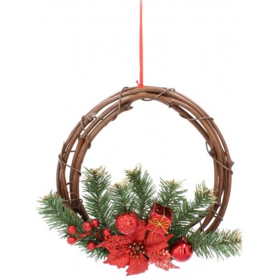 Pro-Tech shop Vánoční věnec 30cm červený ratanový závěsný 69326 – Hledejceny.cz